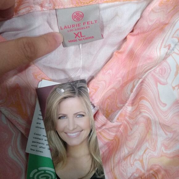 [B4] NWT Laurie Felt Easy TENCEL Top Shirt Pink Watercolor, Size XL - Picture 5 of 5